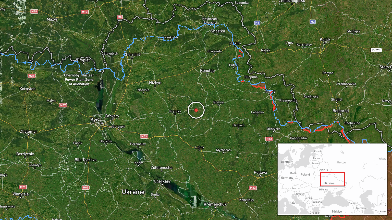 Sribne, Chernihiv Oblast, Ukraine — UAS Strike location map
