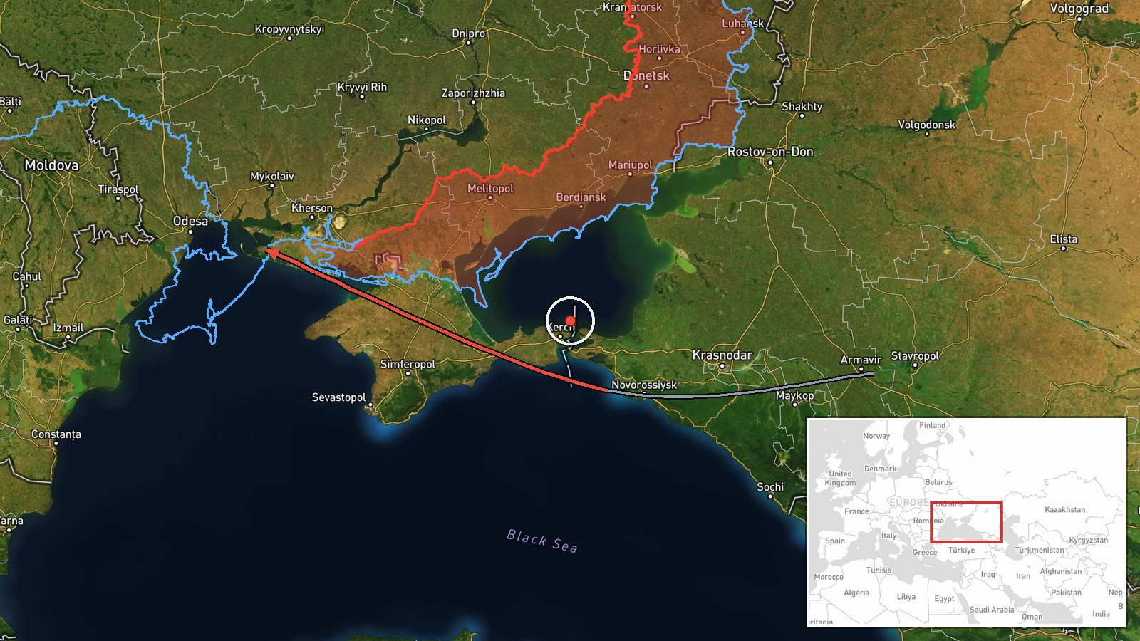 Black Sea, off Odessa coast — Cruise Missile location map