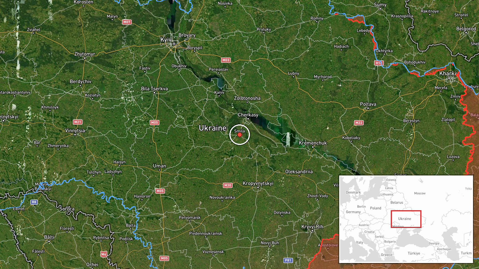 Smila Sector, Cherkasy Oblast, Ukraine — Drone Transit location map