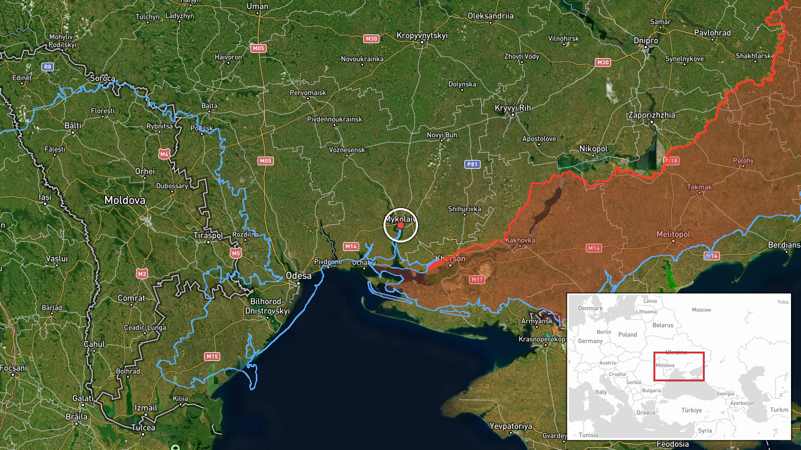 South of Mykolaiv, Mykolaiv Oblast, Ukraine — Drone Transit location map