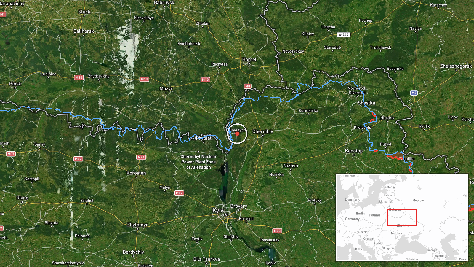 Slavutych, Kyiv Oblast, Ukraine — Drone Transit location map