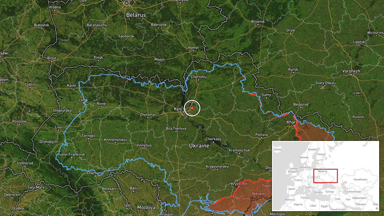 Kyiv Oblast, Ukraine — Drone Transit location map