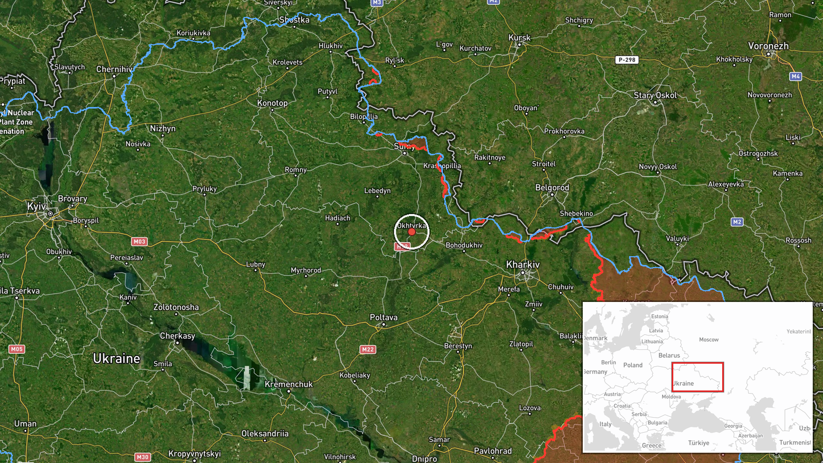 Okhtyrka, Sumy Oblast, Ukraine — Drone Transit location map