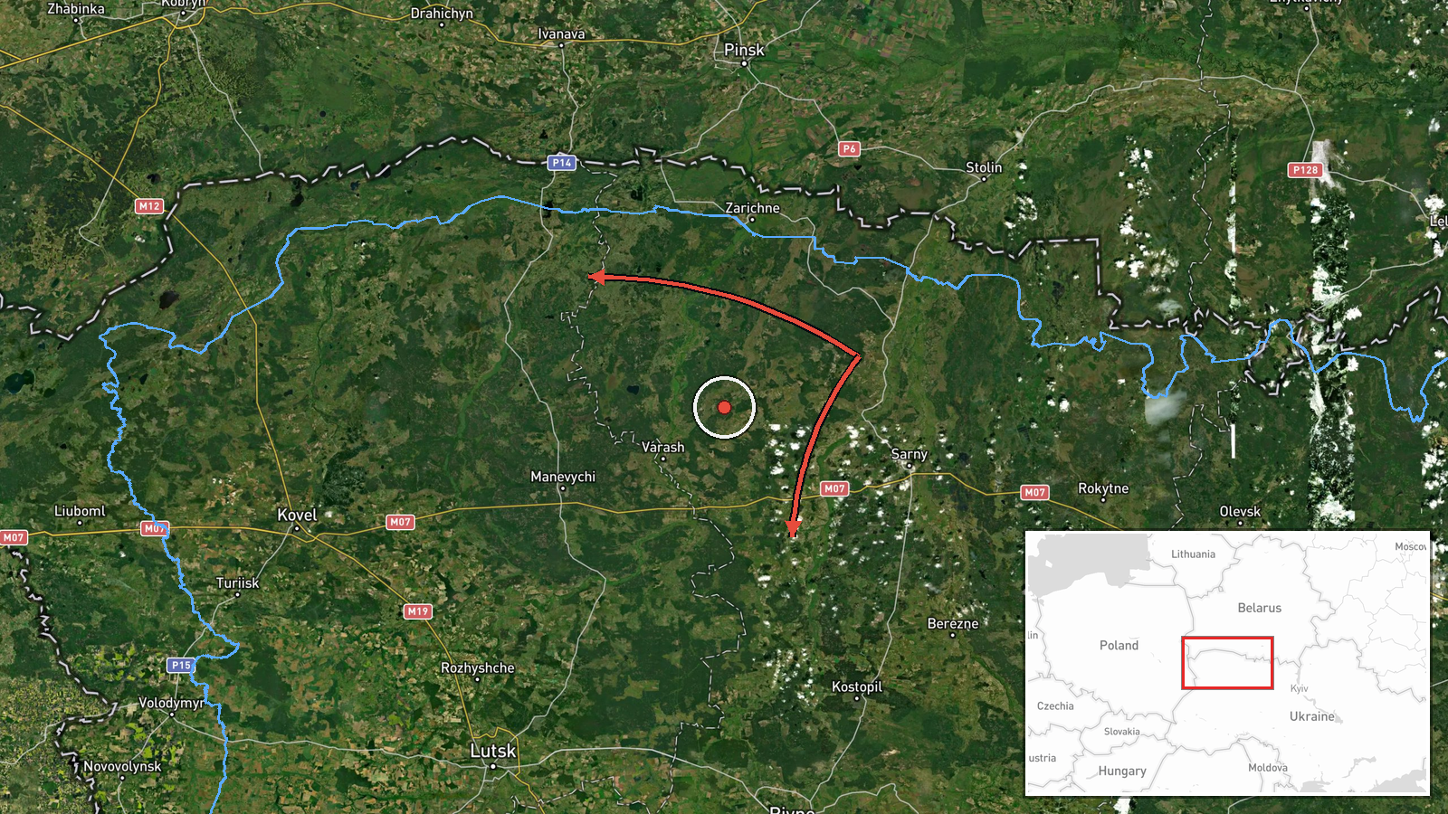 Liubeshiv, Rivne Oblast, Ukraine — Drone Transit location map