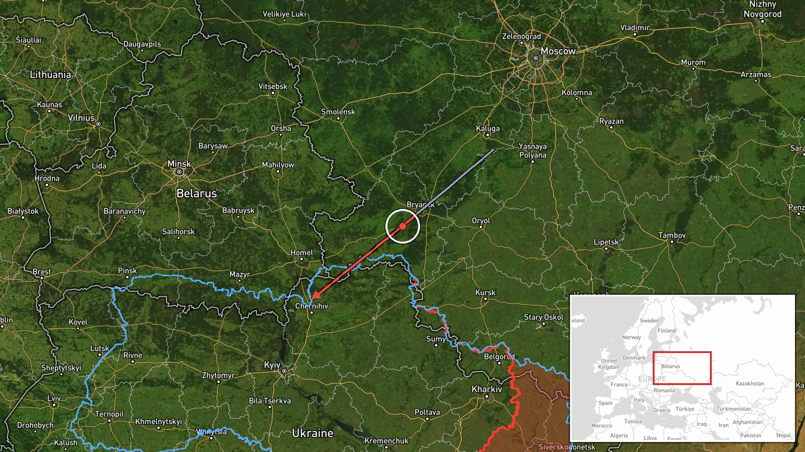 Slavutych, Chernihiv Oblast, Ukraine — Drone Transit location map