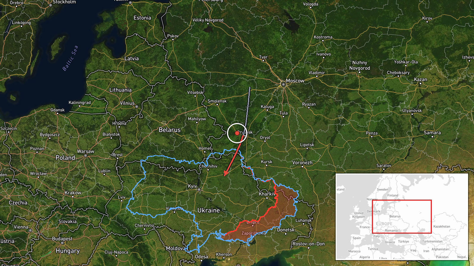 Pryluky, Chernihiv Oblast, Ukraine — Drone Transit location map