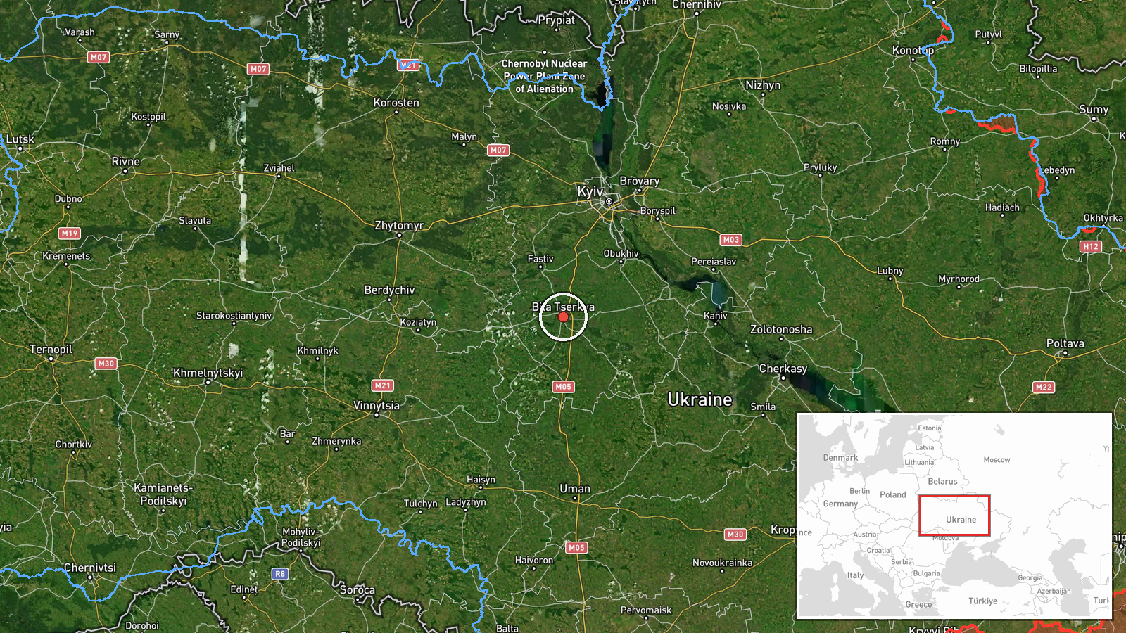 Bila Tserkva, Kyiv Oblast, Ukraine — Drone Transit location map