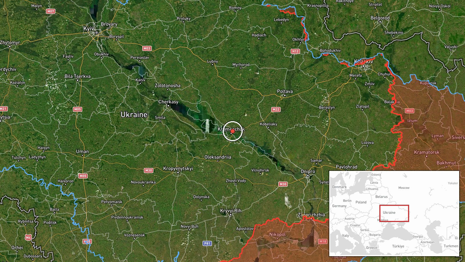 Kremenchuk, Poltava Oblast, Ukraine — Drone Transit location map