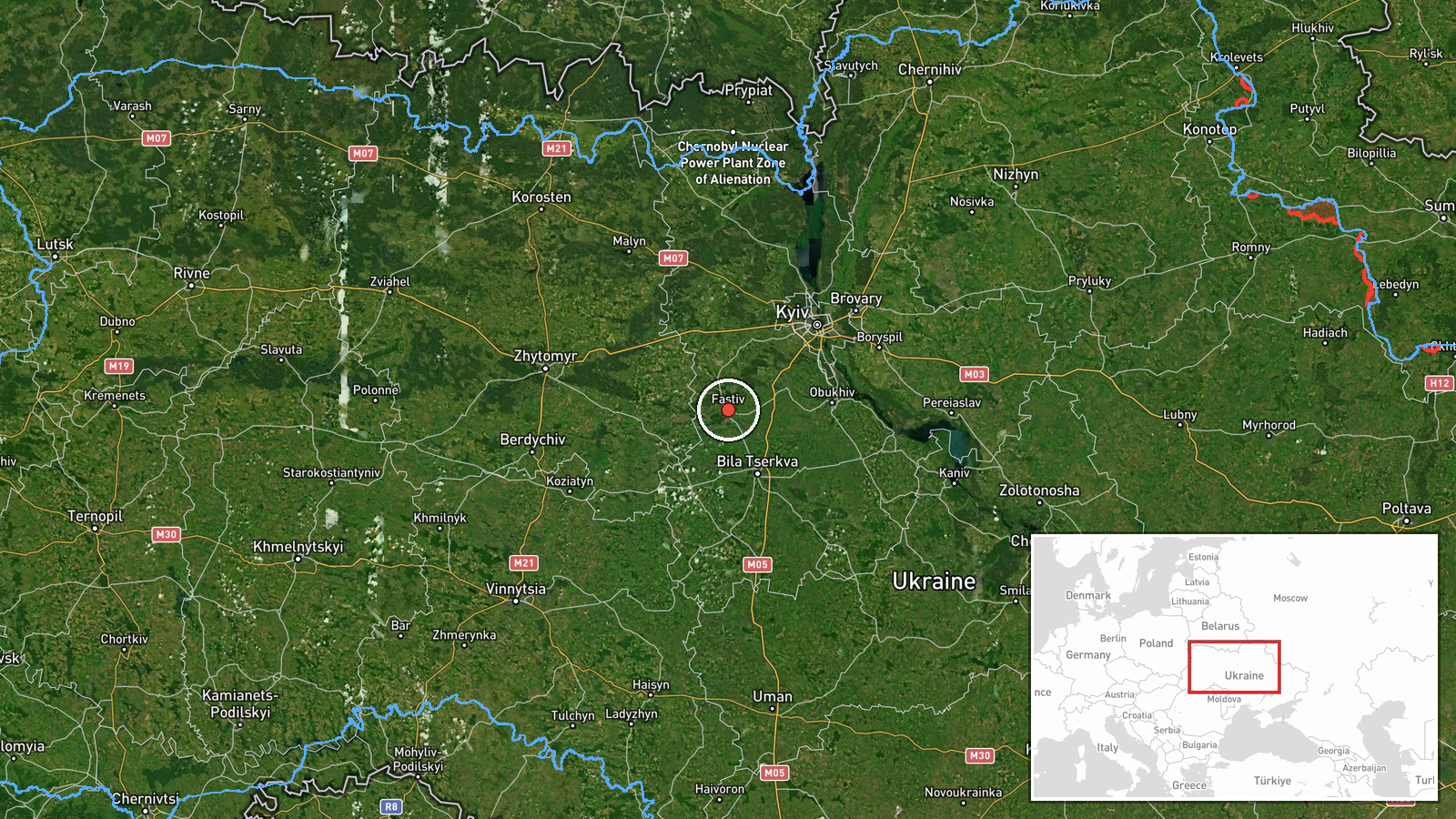 Makariv, Kyiv Oblast, Ukraine — Drone Transit location map
