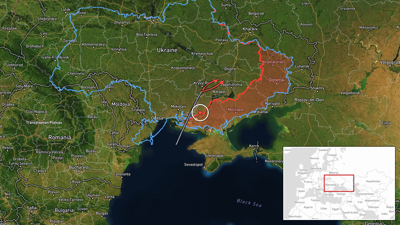 Kamyanske, Dnipropetrovsk Oblast, Ukraine — Drone Transit location map