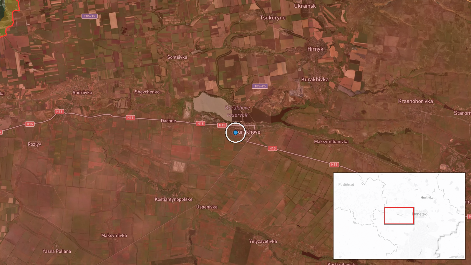 Kurakove, Donetsk Oblast, Ukraine — Artillery location map