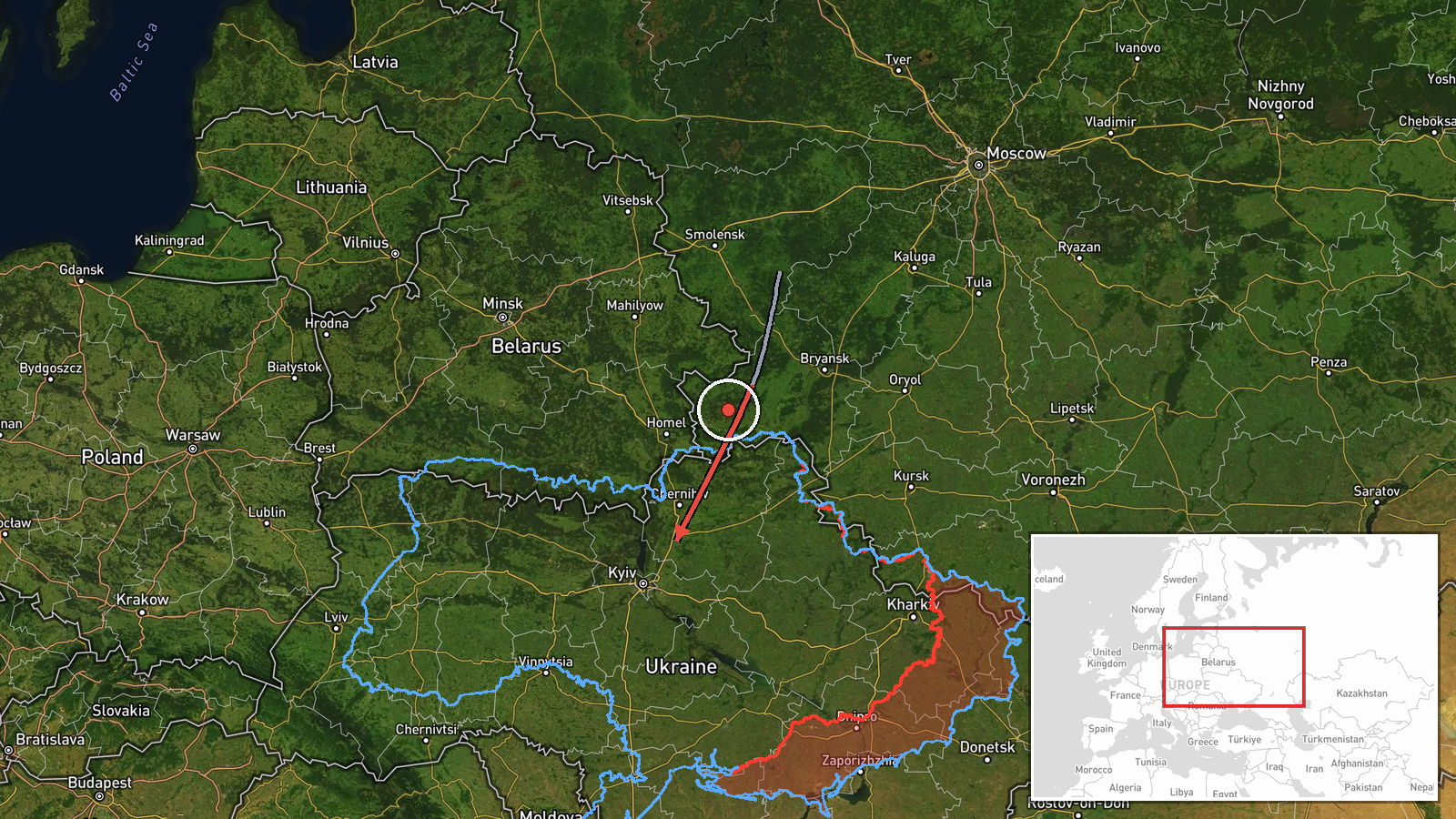 Kyiv Reservoir, Kyiv Oblast, Ukraine — Drone Transit location map