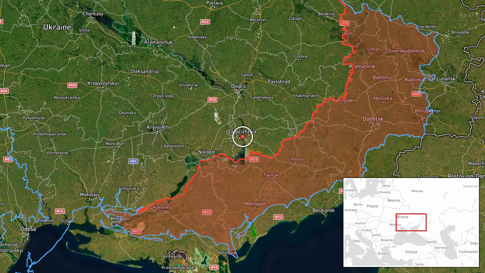 Zaporizhzhia, Zaporizhzhia Oblast, Ukraine — Drone Transit location map