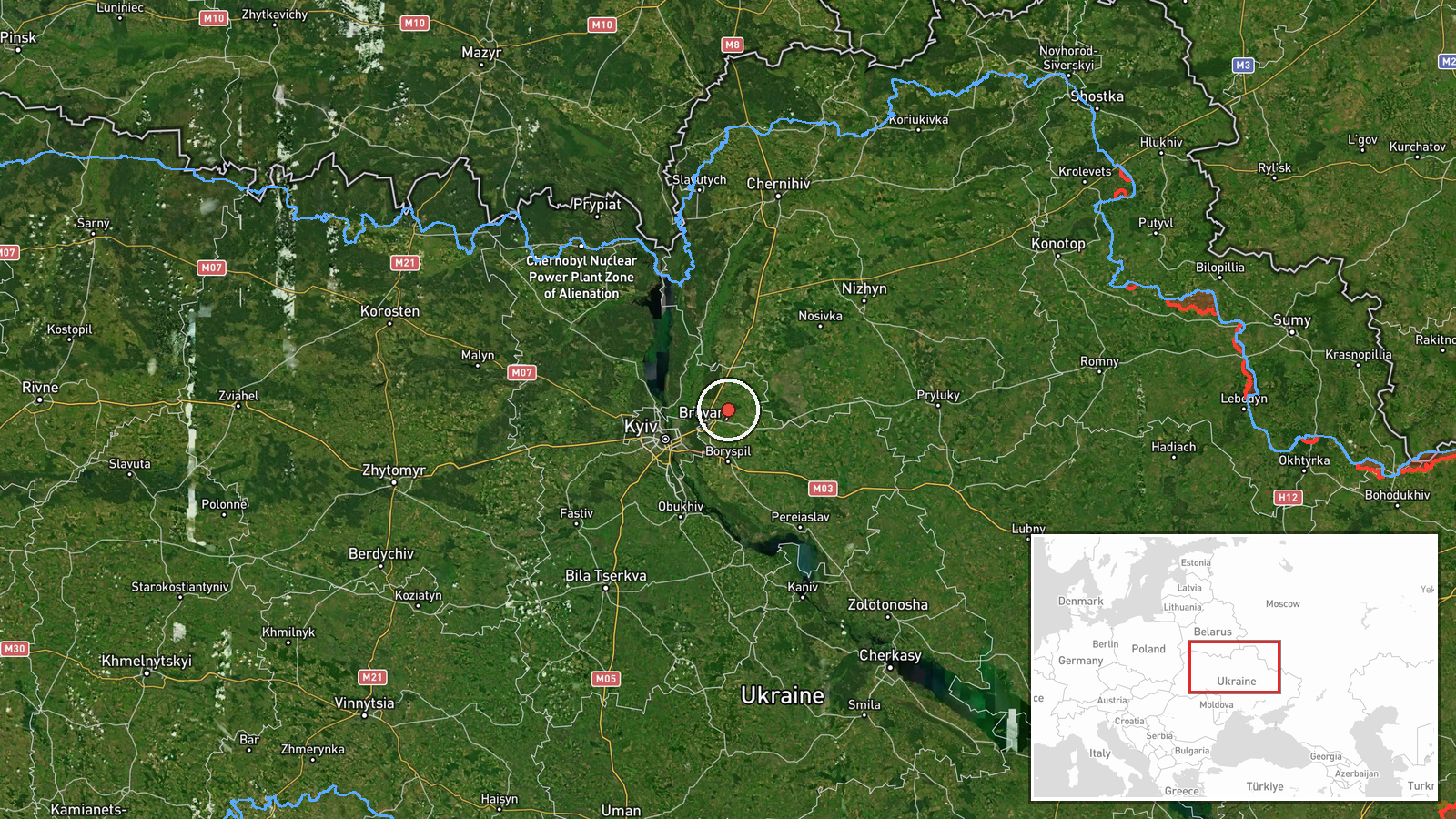 Kyiv Oblast, Ukraine — Drone Transit location map