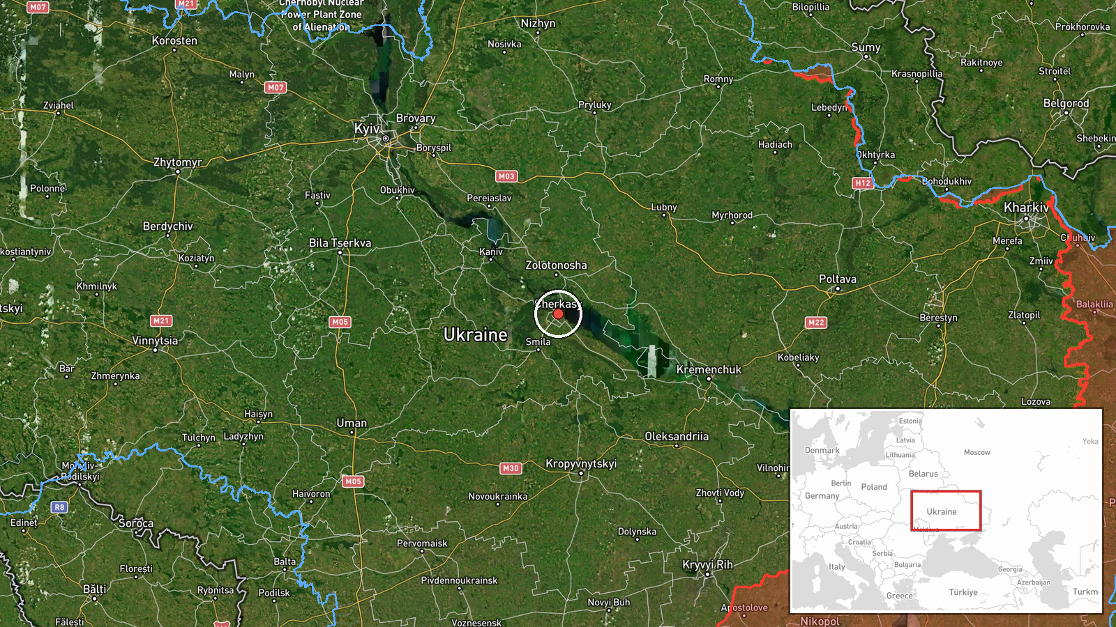 Cherkasy, Cherkasy Oblast, Ukraine — Drone Transit location map