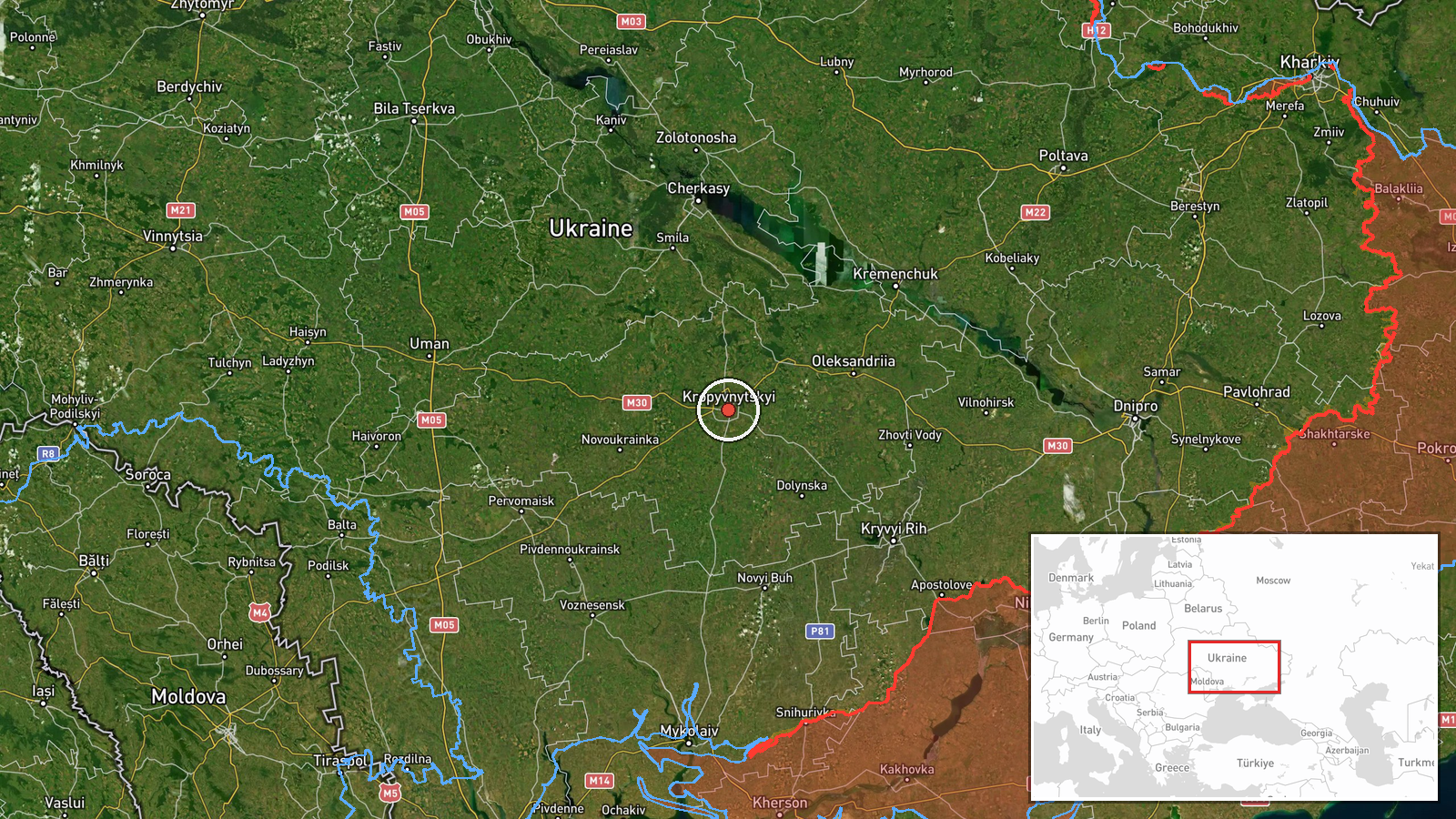 Kropyvnytskyi, Kirovohrad Oblast, Ukraine — Drone Transit location map