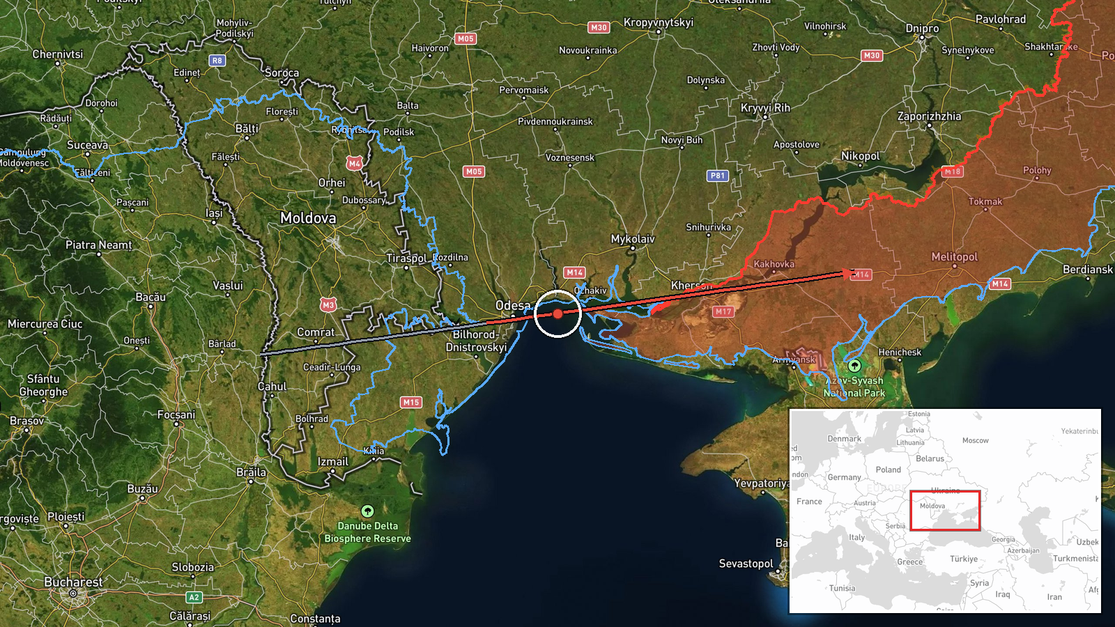 Mayaki, Zaporizhzhia Oblast, Ukraine — Drone Transit location map