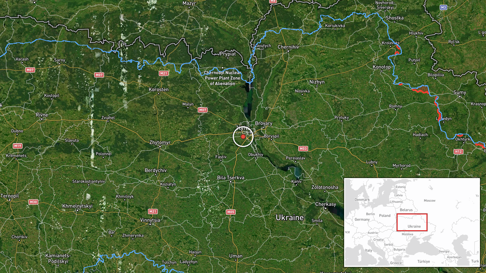 Bilohirka/Vyshnevе, Kyiv Oblast, Ukraine — UAS Strike location map
