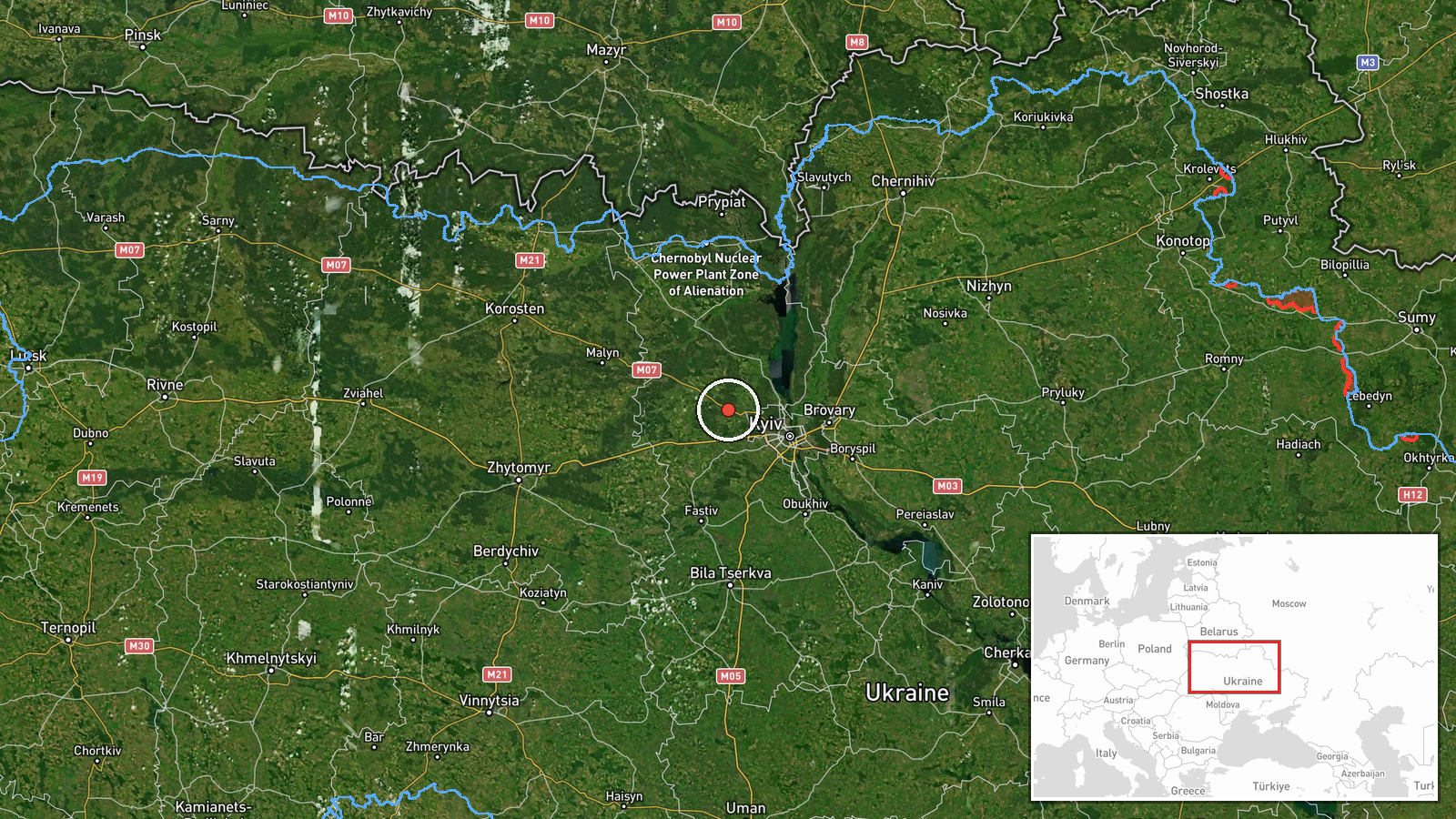 Nemishaeve, Dimer, Kyiv Oblast, Ukraine — Drone Transit location map