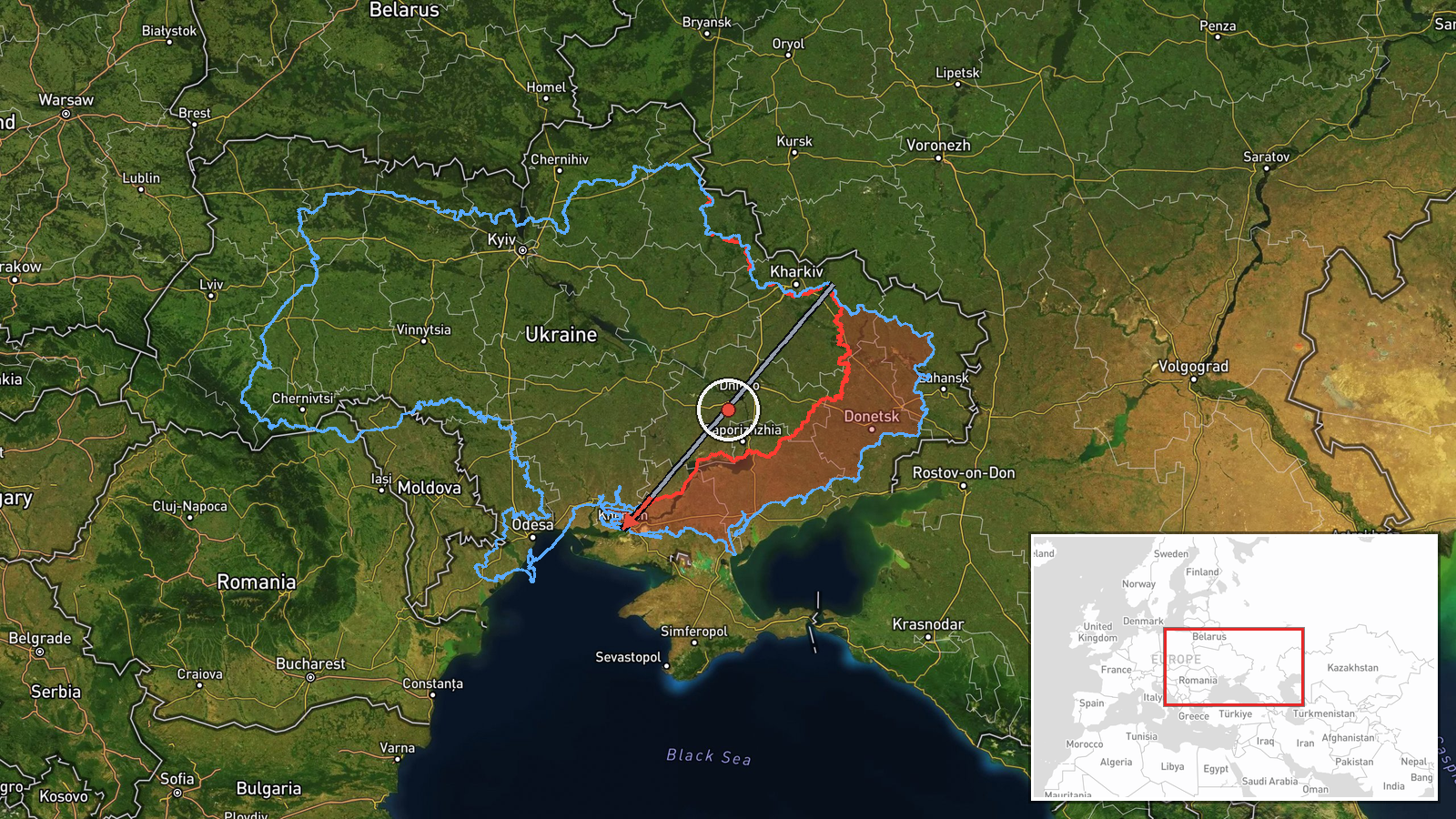 Tendrivska Spit, Kherson Oblast, Ukraine — Drone Transit location map
