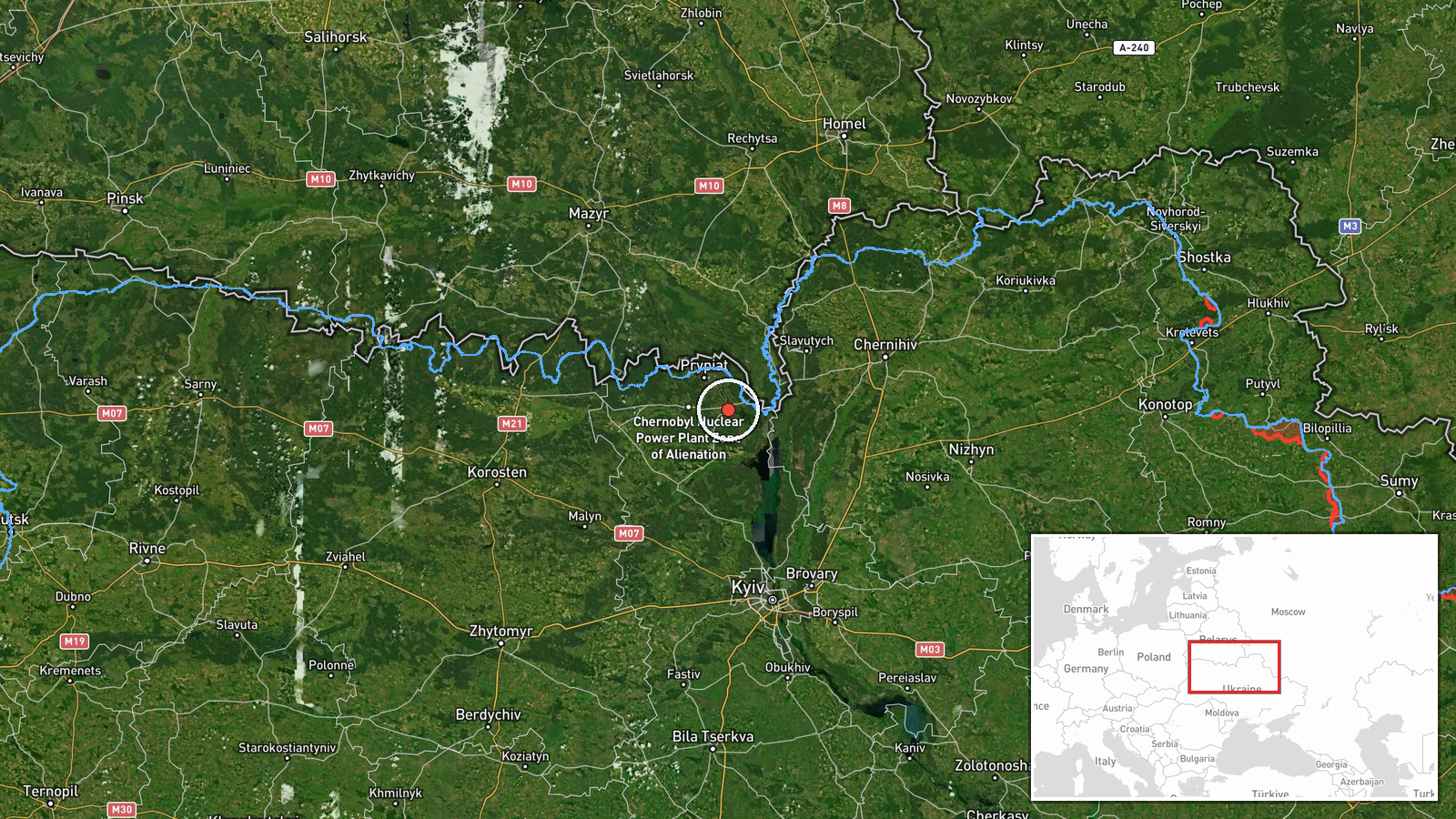 Chornobyl, Kyiv Oblast, Ukraine — Drone Transit location map