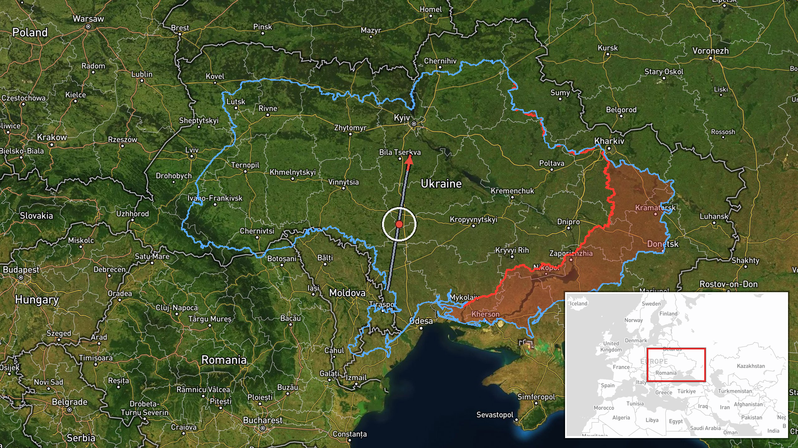 Kyiv Oblast, Ukraine — Drone Transit location map