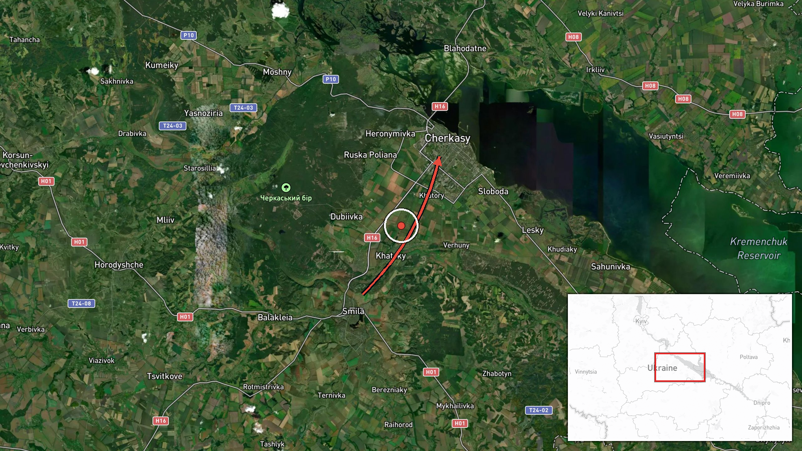 Cherkasy, Cherkasy Oblast, Ukraine — Drone Transit location map