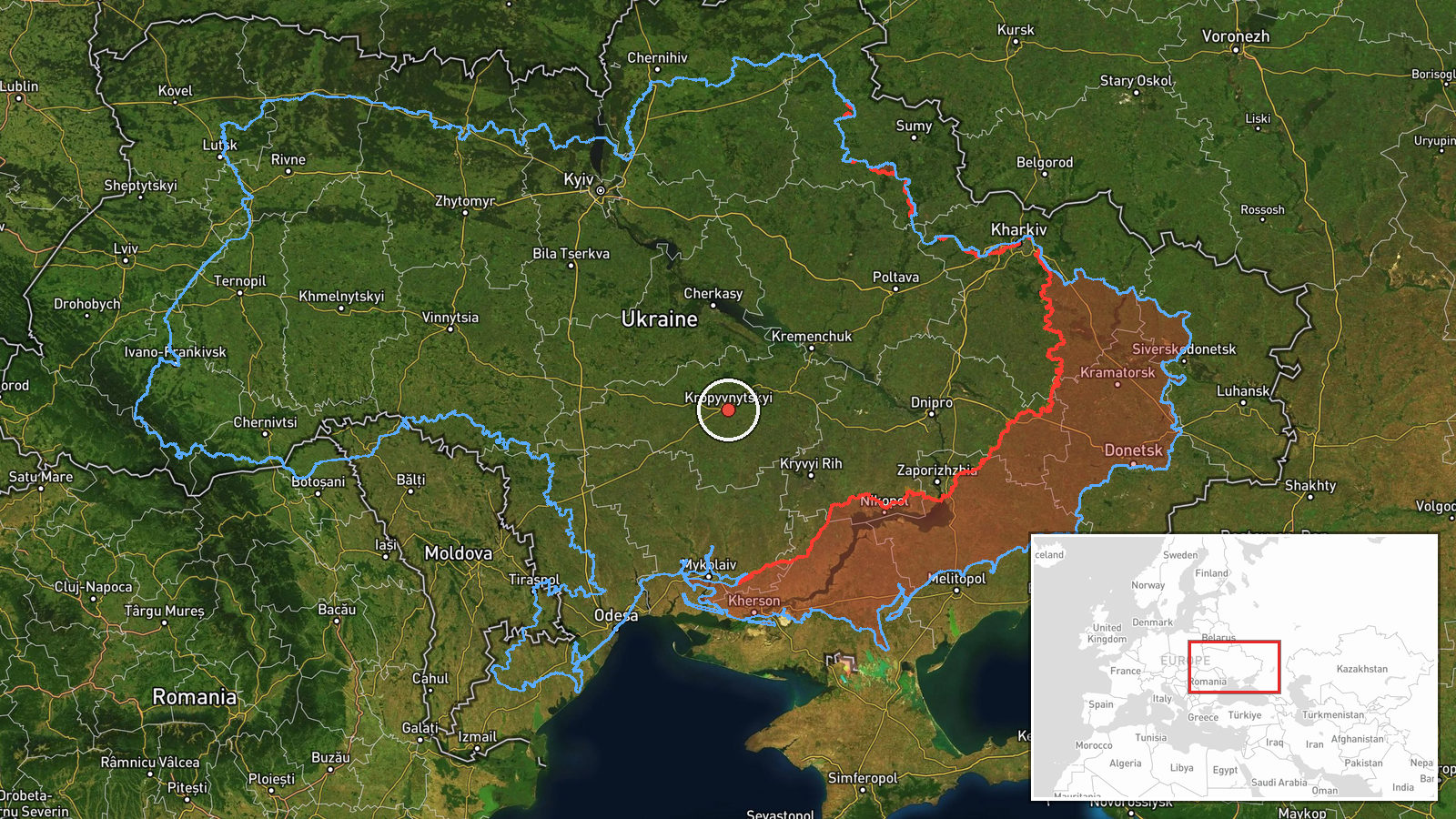 Kropyvnytskyi, Kirovohrad Oblast, Ukraine — Drone Transit location map