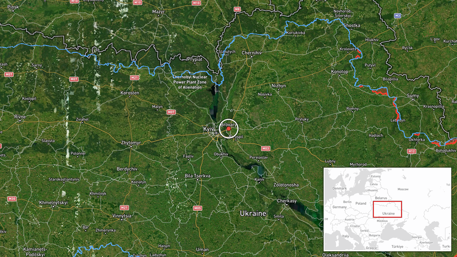 Brovary, Kyiv Oblast, Ukraine — UAS Strike location map