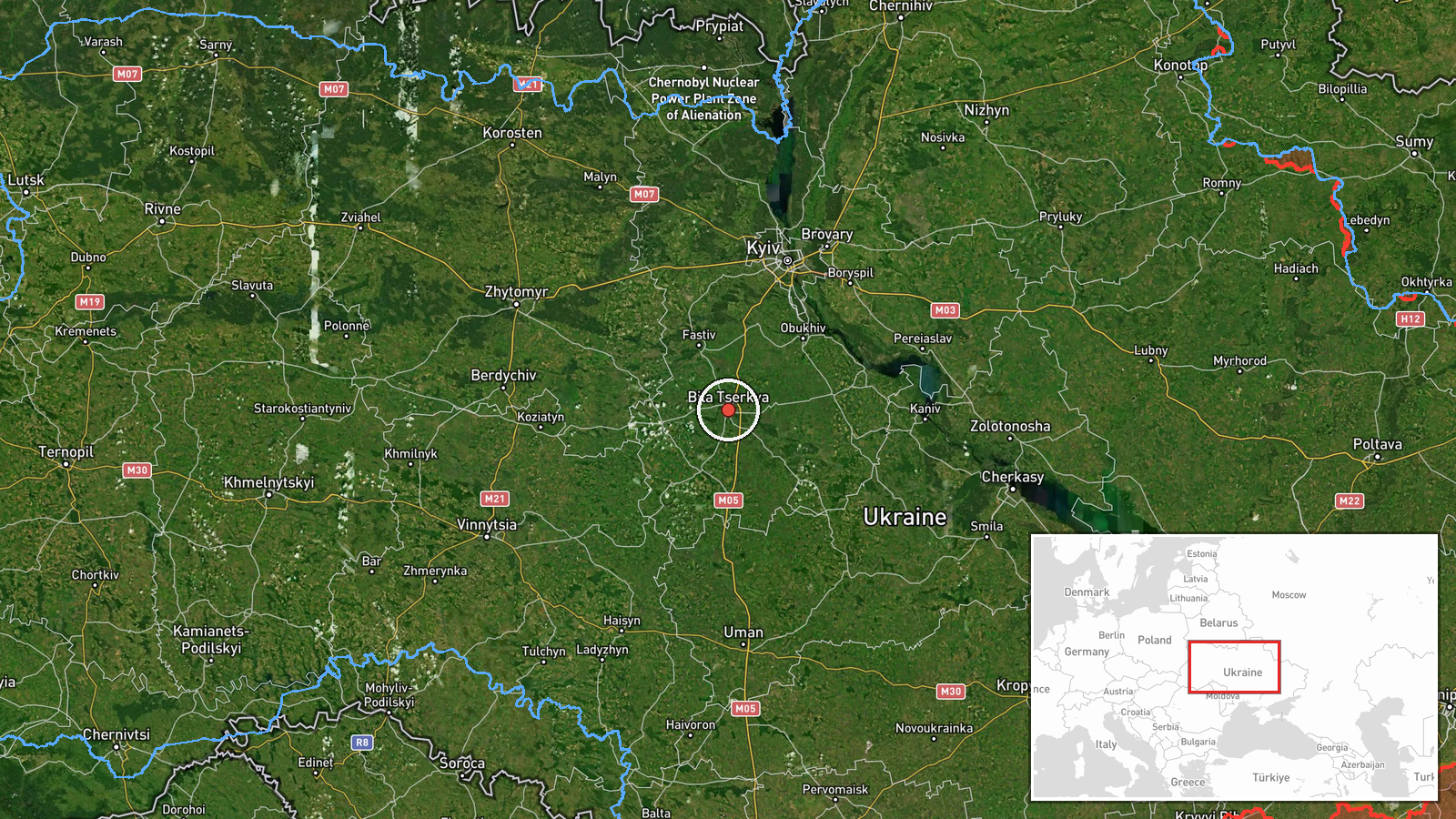 Bila Tserkva, Kyiv Oblast, Ukraine — Drone Transit location map
