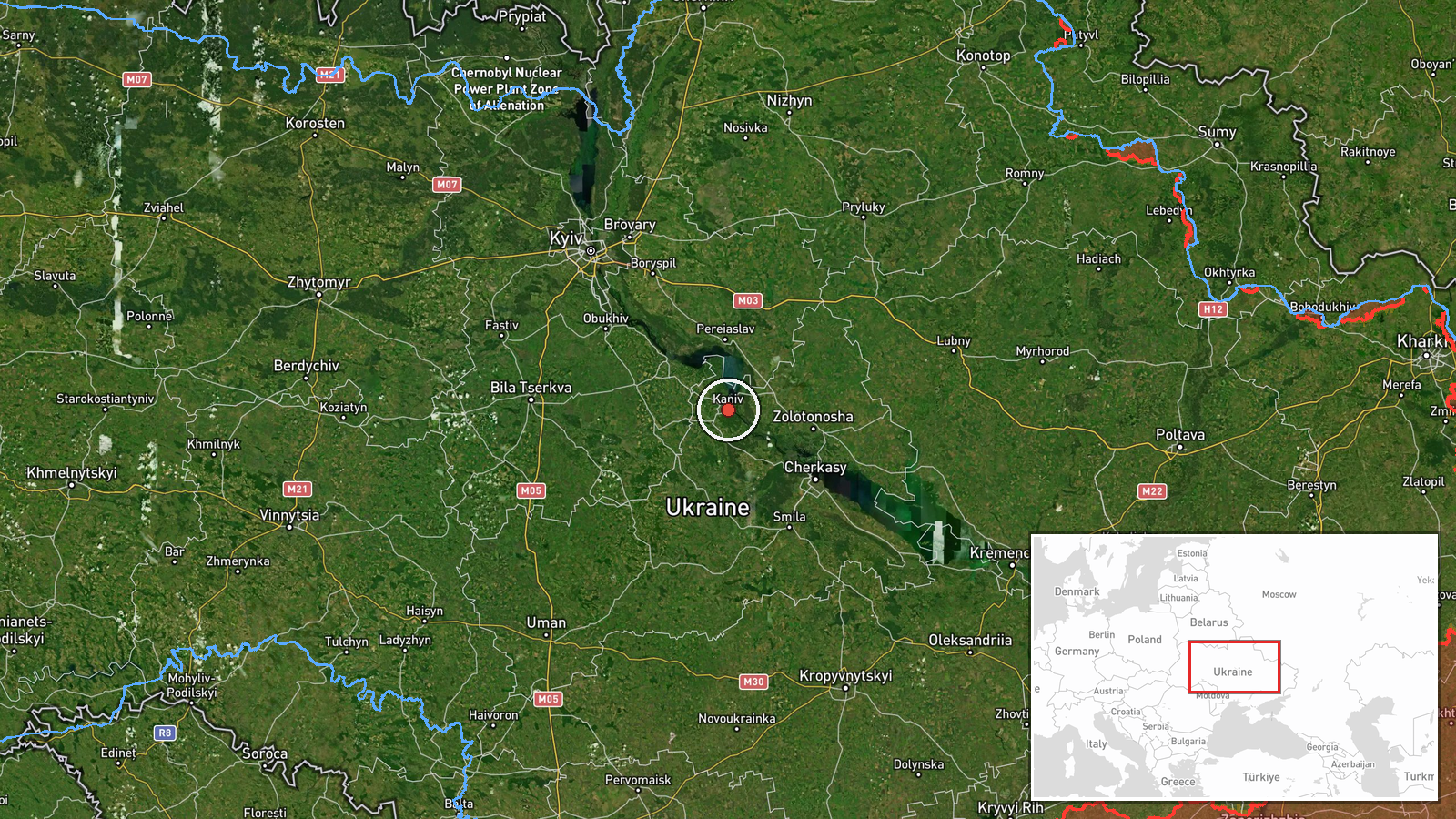 Kaniv, Cherkasy Oblast, Ukraine — Drone Transit location map