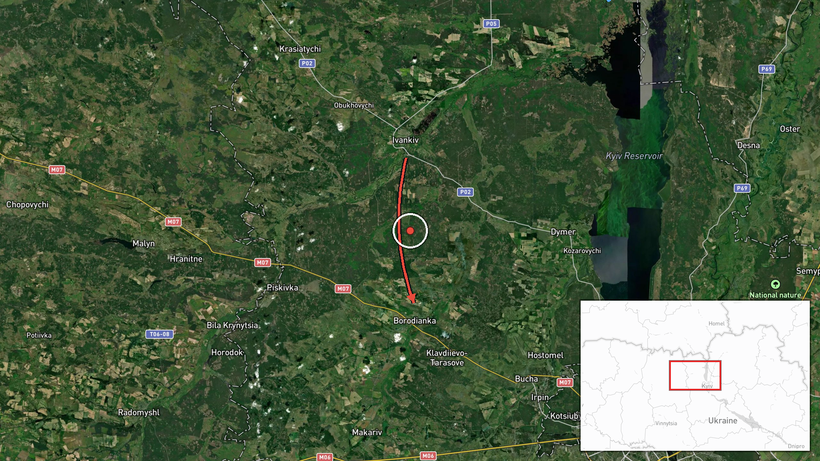Boyarka, Kyiv Oblast, Ukraine — Drone Transit location map