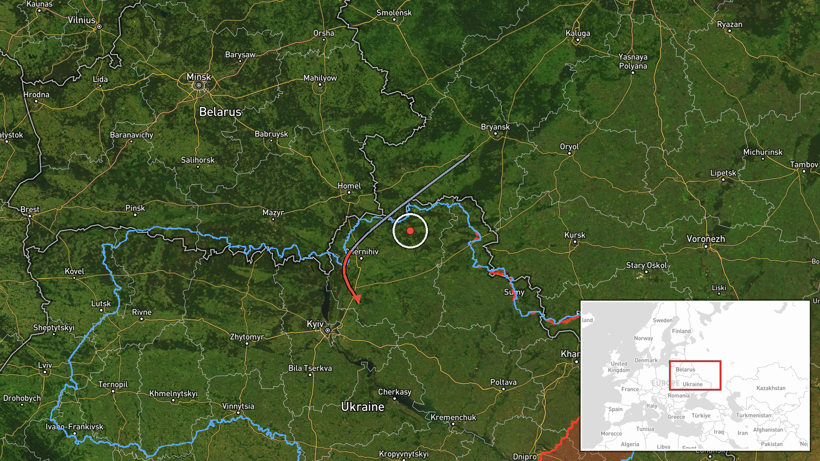 Kyiv Oblast, Ukraine — Drone Transit location map