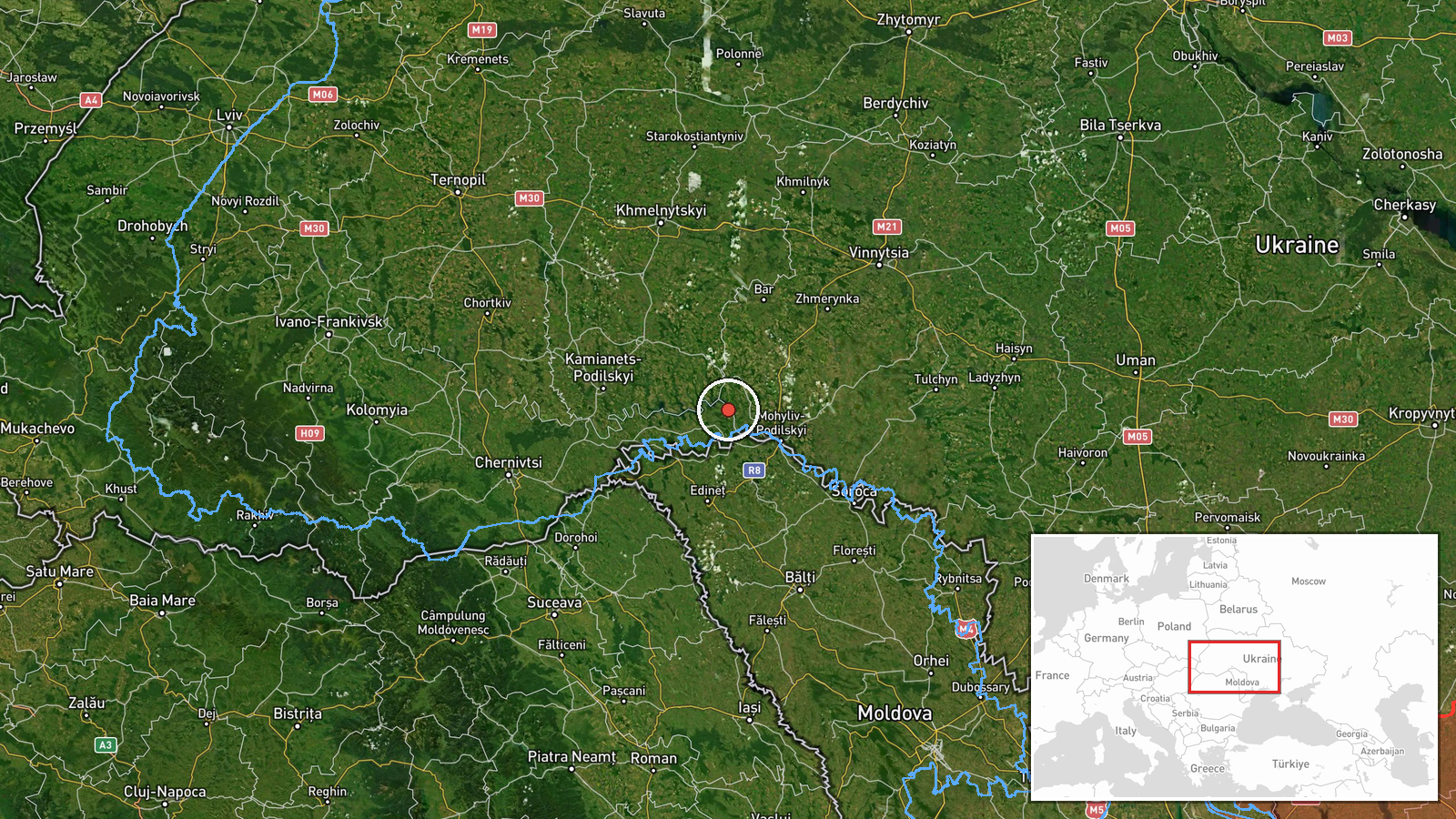 Novodnistrovsk, Chernivtsi Oblast, Ukraine — Drone Transit location map