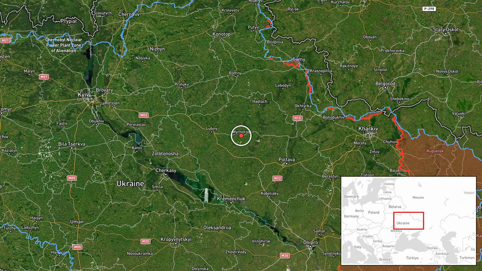 Mirhhorod, Poltava Oblast, Ukraine — Drone Transit location map
