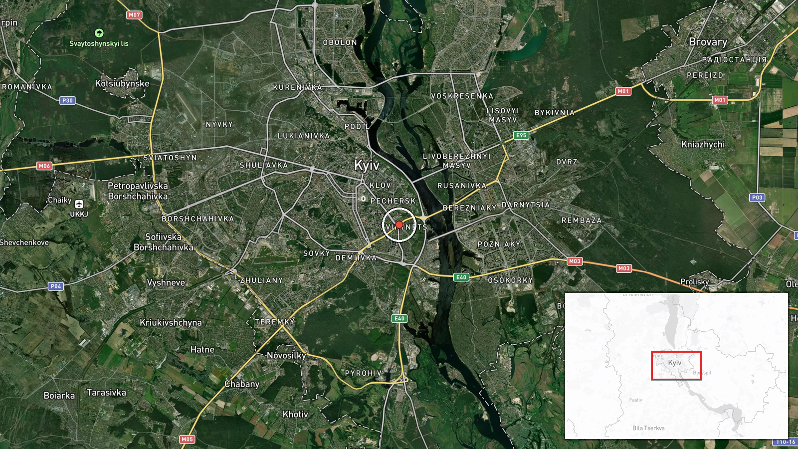 Pecherskyi District, Kyiv, Ukraine — UAS Strike location map