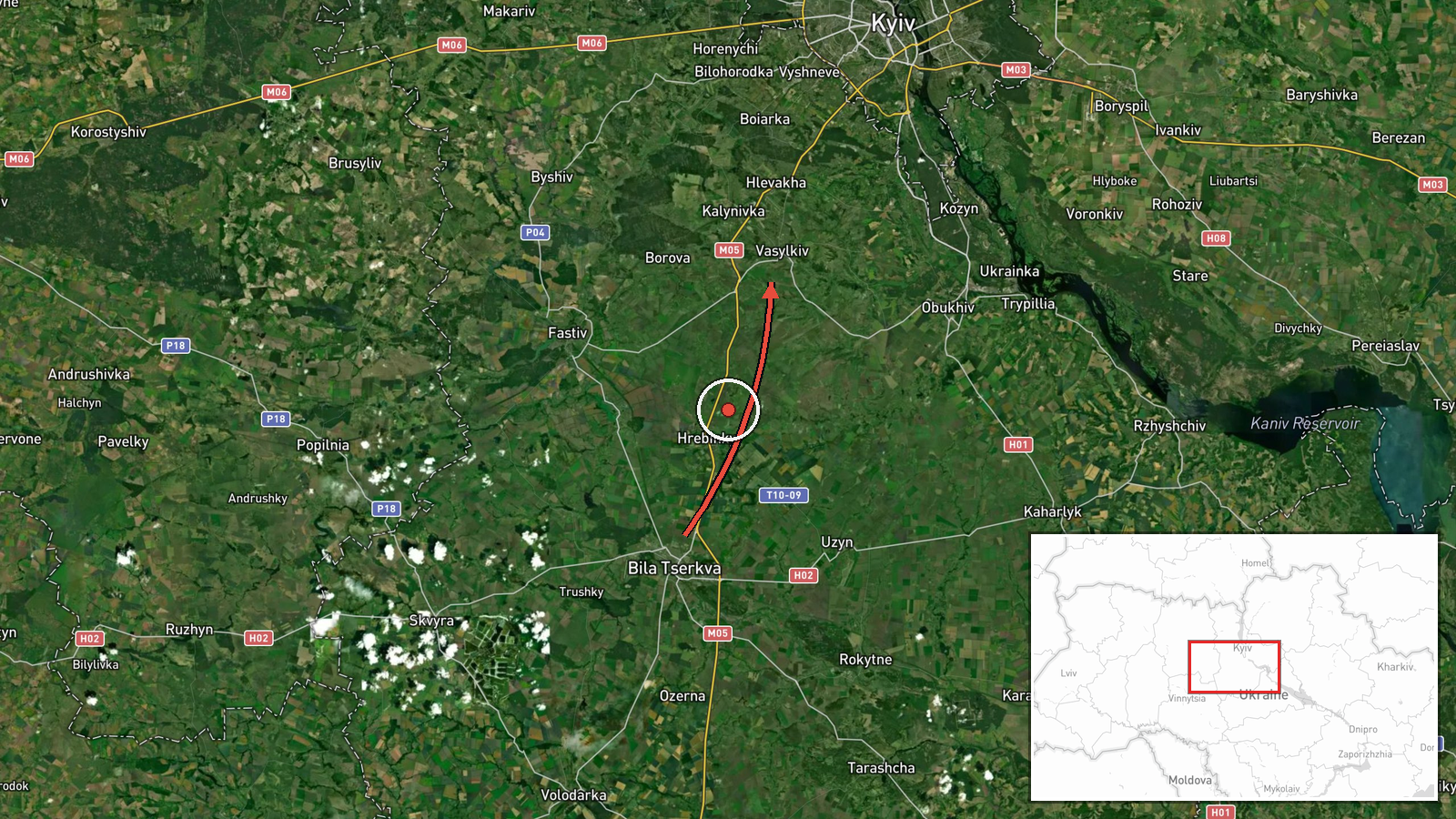 Vasylkiv, Kyiv Oblast, Ukraine — Drone Transit location map