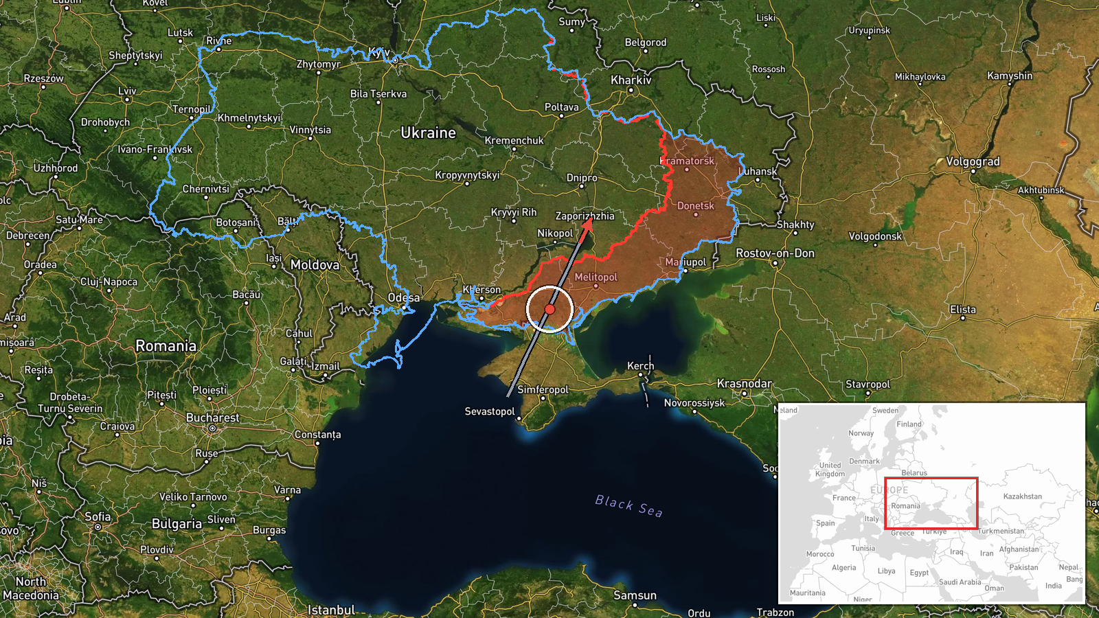 Synelnikove, Dnipropetrovsk Oblast, Ukraine — Drone Transit location map