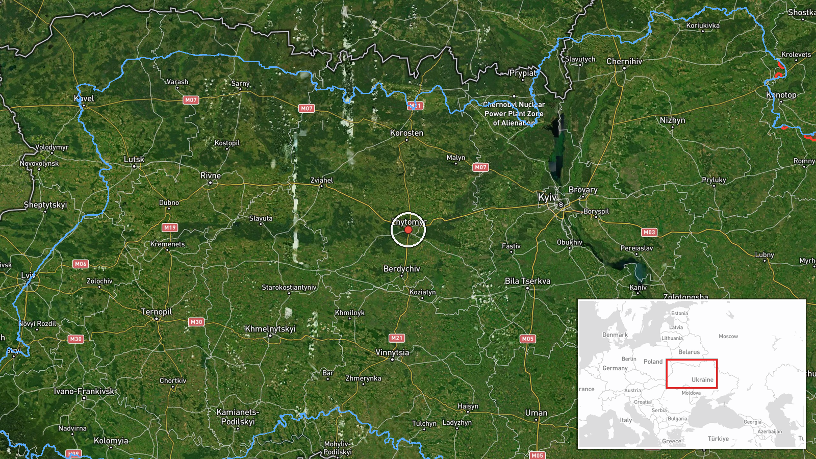 Zhytomyr, Zhytomyr Oblast, Ukraine — UAS Strike location map