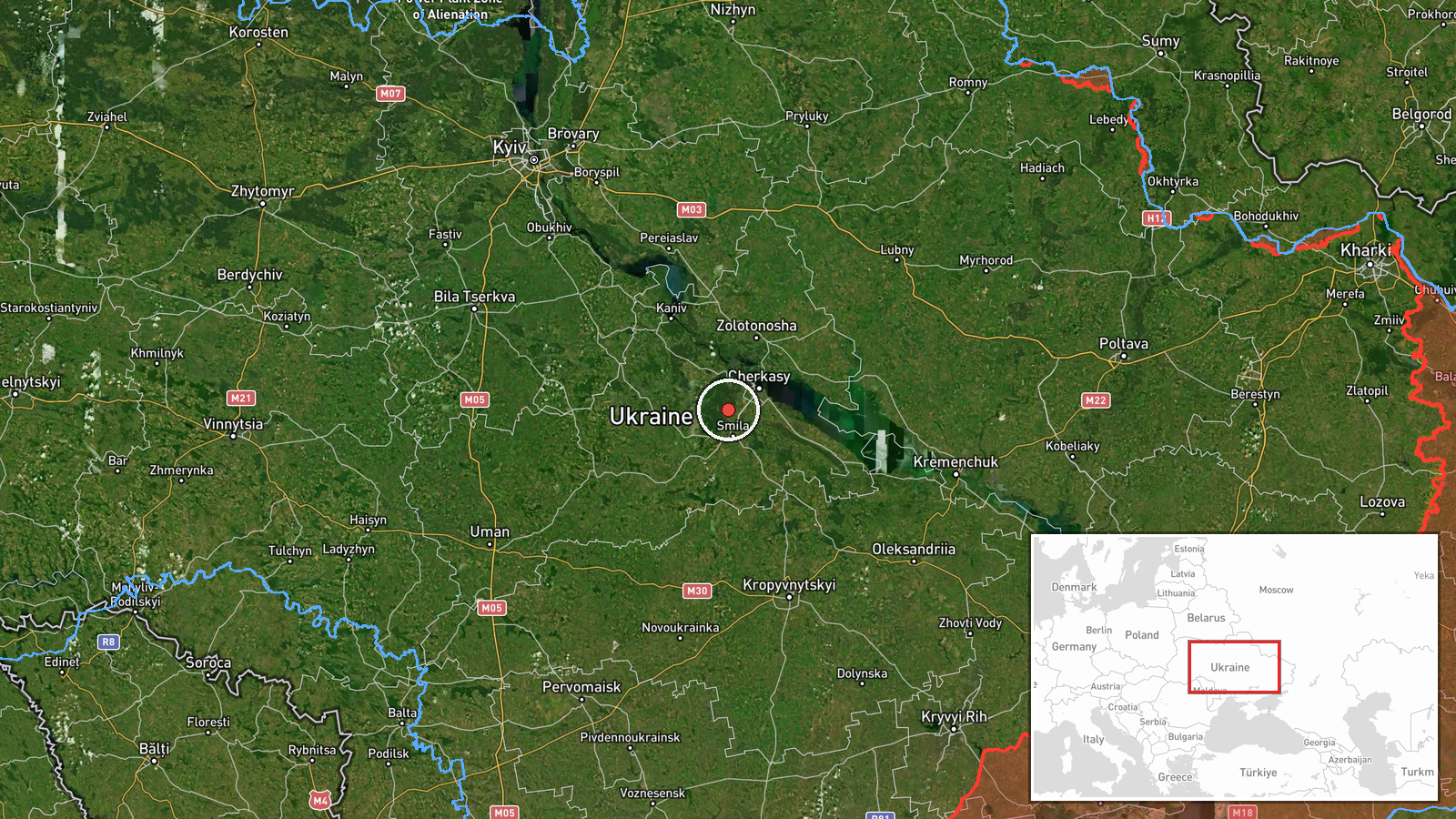Katyuzhanky, Cherkasy Oblast, Ukraine — Drone Transit location map
