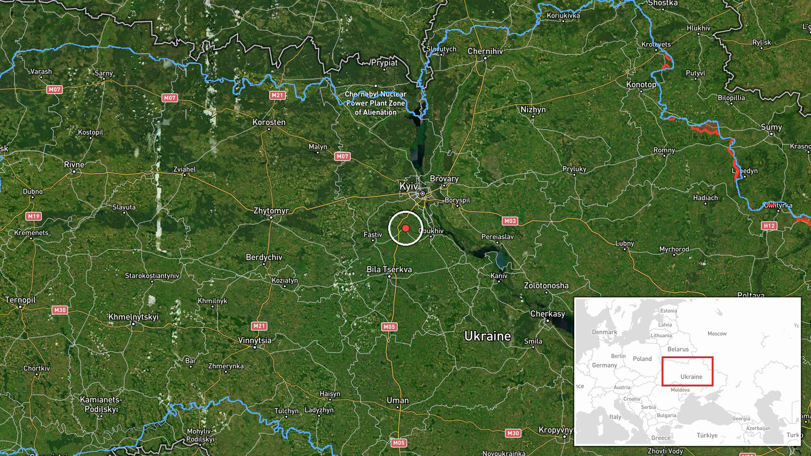 Vasylkiv sector, Kyiv Oblast, Ukraine — Drone Transit location map