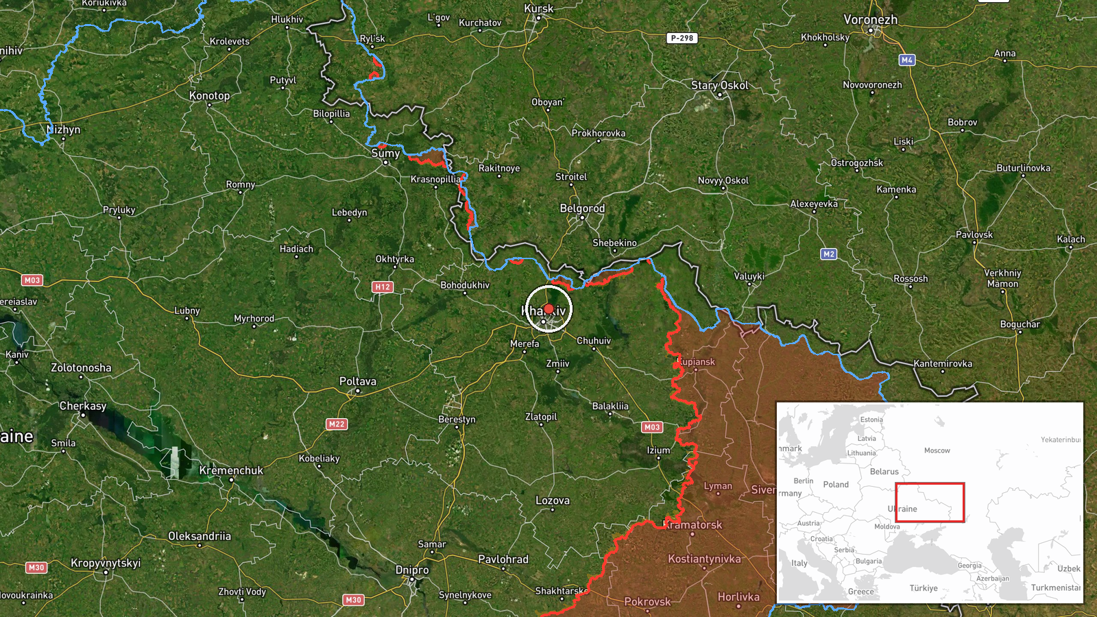 Kharkiv Raion, Kharkiv Oblast, Ukraine — Drone Transit location map