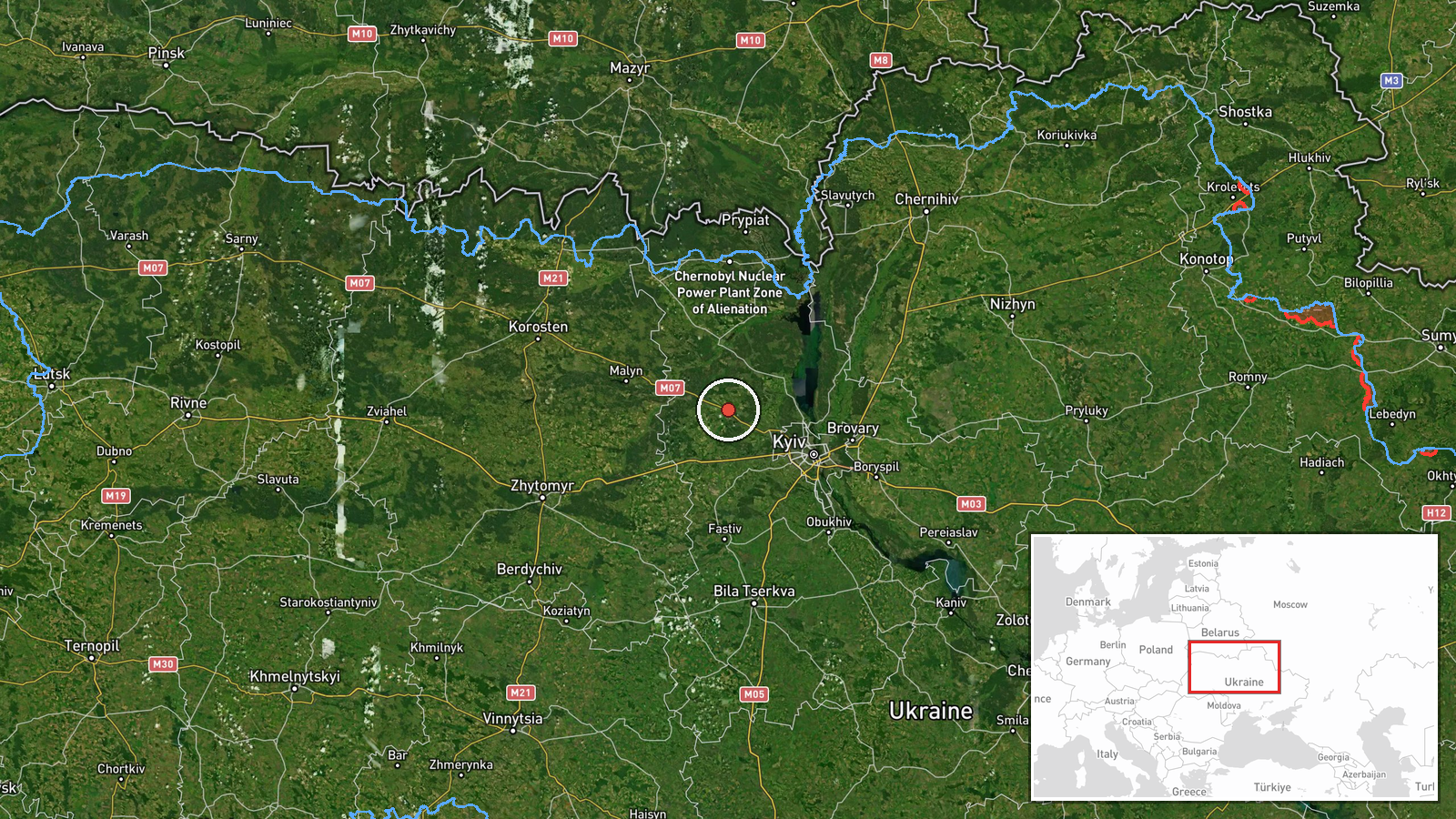Borodyanky, Kyiv Oblast, Ukraine — Drone Transit location map