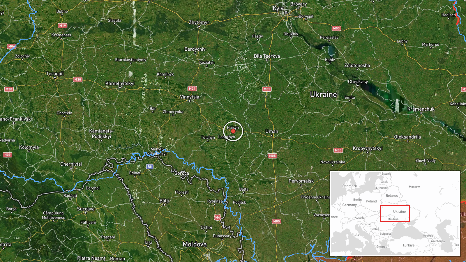 Gaisyn, Vinnytsia Oblast, Ukraine — Drone Transit location map