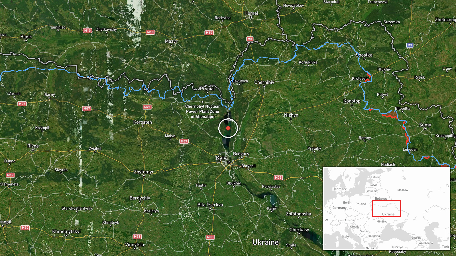 Kyiv Reservoir, Kyiv Oblast, Ukraine — Drone Transit location map