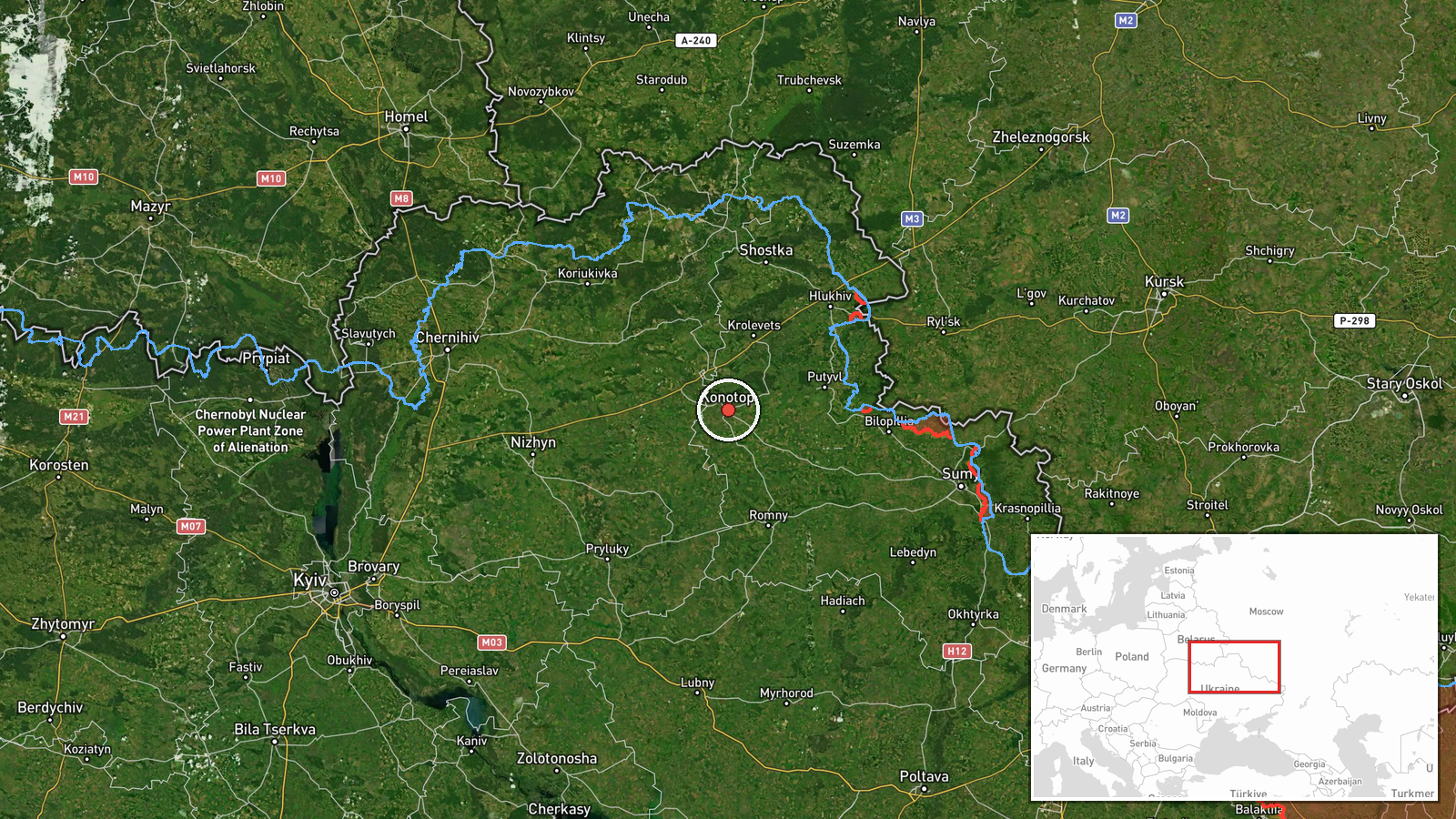 Konotop, Sumy Oblast, Ukraine — Drone Transit location map