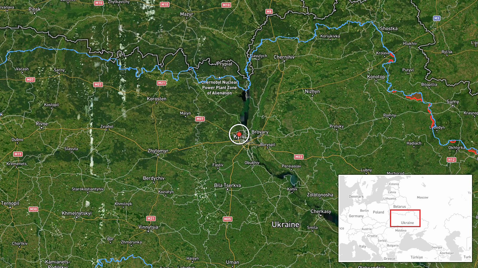 Pushcha-Vodytsia, Kyiv, Ukraine — Drone Transit location map