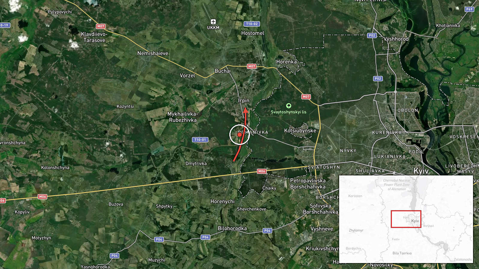 Irpin, Ukraine — Drone Transit location map