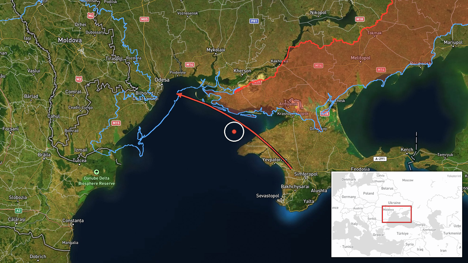 Odesa region/Odesa Oblast, Ukraine — UAS Strike location map
