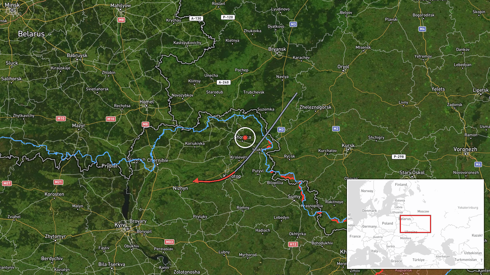 Nizhyn, Chernihiv Oblast, Ukraine — Drone Transit location map
